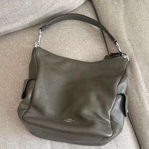 Coach Green Crossbody Bag with Leather Material and Silver Hardware